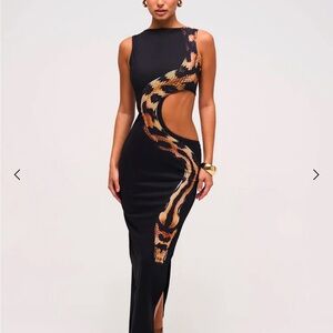 Elegant Black and Gold Midi Dress